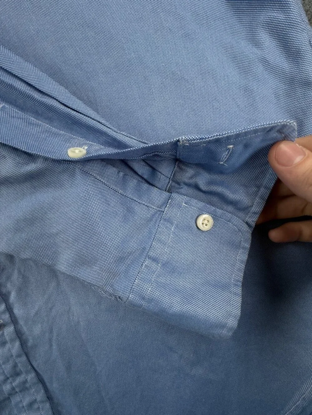 Polo Ralph Lauren RL OXFORD Blue Large Long Sleeve Button Up Shirt Men Cotton